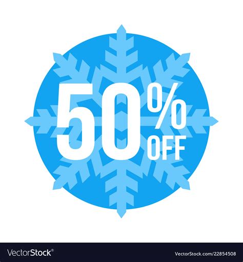 50 Off Sticker Winter Sale Royalty Free Vector Image