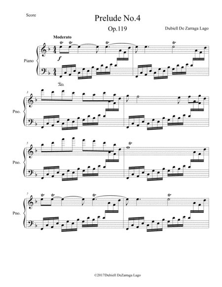Prelude No4 Op119 Sheet Music Dubiell A De Zarraga Lago Piano Solo