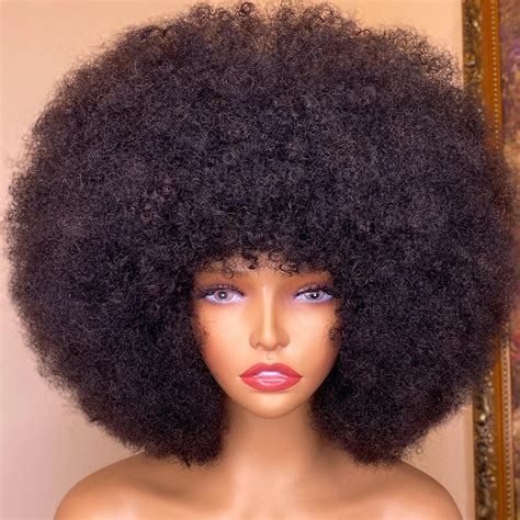 Short Afro Kinky Curly Human Hair Wigs For Black Women Full Machine Made Wig Bob Curly Wig Pixie