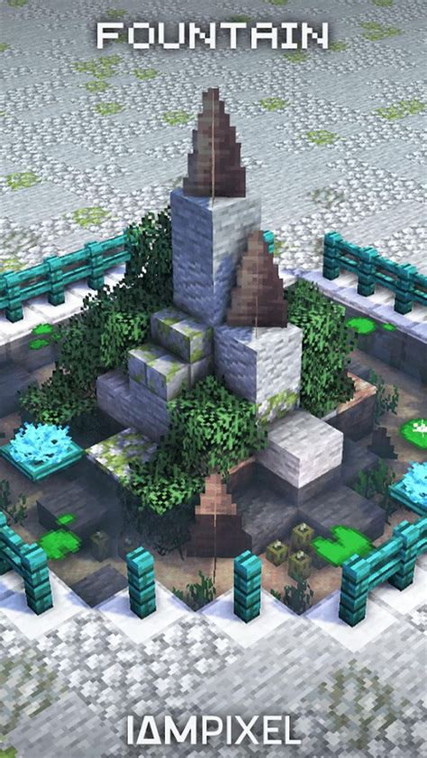Minecraft Rock Fountain Design ⛲️🪨 Minecraft Blueprints Minecraft