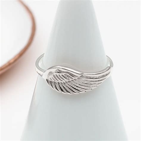 Sterling Silver Angel Wing Ring By Hurleyburley