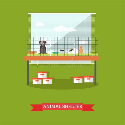 Animal Shelter Flat Style Vector Illustration Stock Vector