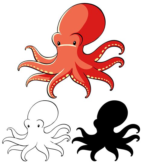 Set Of Octopus Cartoon 1235318 Vector Art At Vecteezy
