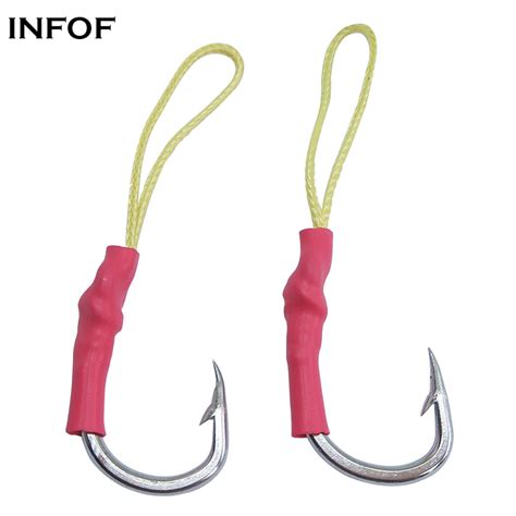 Steel Fishing Hooks With Line Kev Fishhooks Barbed Sea Hooks Fishing Tackle Size To