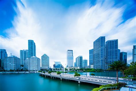Download Bridge Blue City Building Usa Florida Man Made Miami Hd Wallpaper