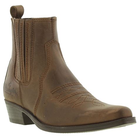 Wrangler Tex Mid Mens Brown Leather Cowbabe Western Ankle Boots Size UK EBay