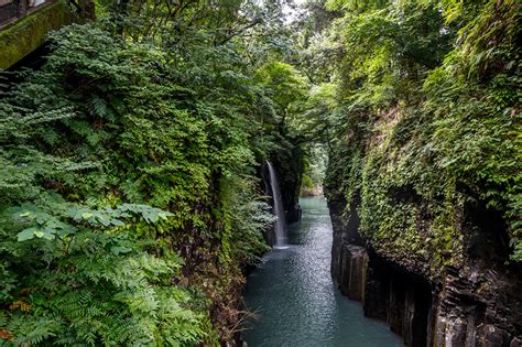 Pictures Japan Takachiho Gorge Crag Nature Waterfalls River Bush