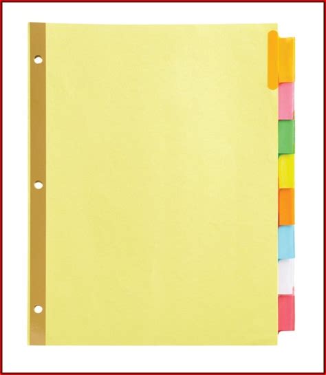 Staples 8 Tab Template Download Staples 8 Large Tab Insertable Dividers Template Gahara