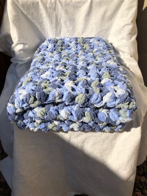 Crochet Baby Blanket Blue Blanket Soft Blanket Bernat Baby Etsy