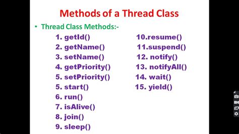 Methods Of A Thread Class In Java Methods Of A Thread Class