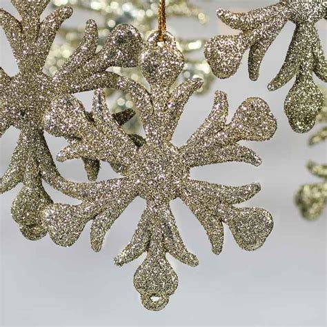 Gold Glittered Snowflake Ornaments Snow Snowflakes Glitter