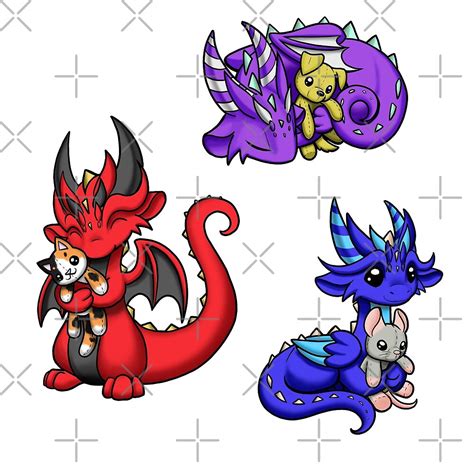 Dragons With Plushies Sticker Pack 2 By Rebecca Golins Redbubble