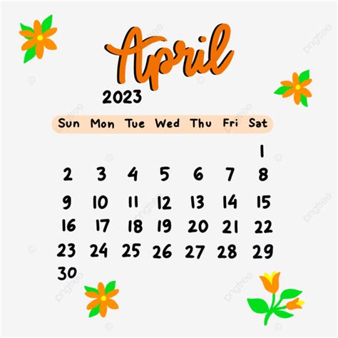 Calendar April 2023 Png Picture Aestetic Calendar April 2023 Calendar