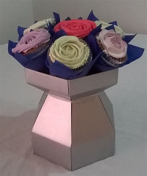 Silver Cupcake Bouquet Box Diy Kit Table Decoration Centrepiece T
