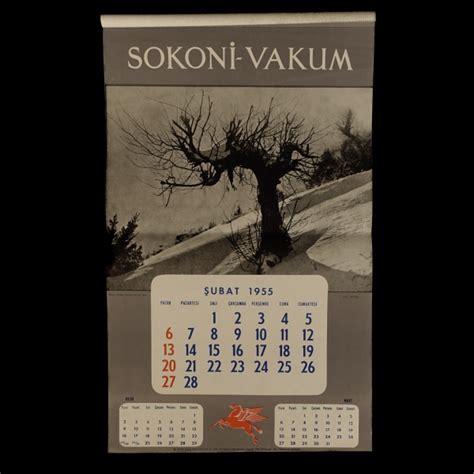 SOKONİ VAKUM PETROL A O reklamlı 1955 duvar takvimi kapak resmi