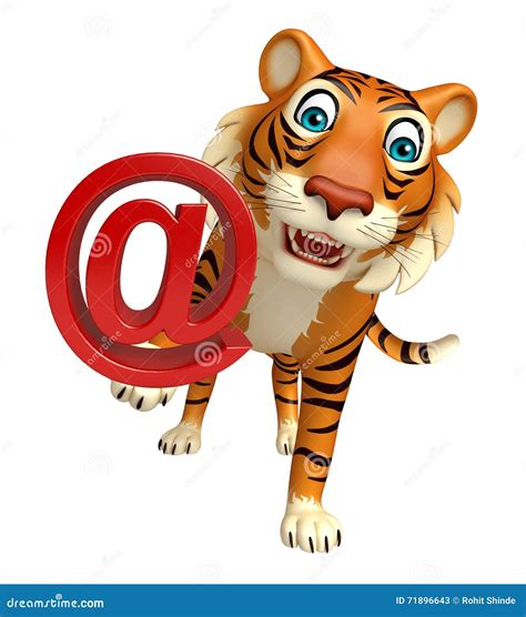Tiger Email Sign 3d At Sign Feline Fur Symbol Suitable For Safari