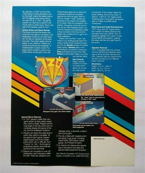 Atari 720 Arcade Flyer Original Retro Video Game 1986 Etsy