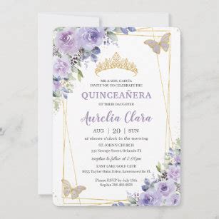 Paper Mis Quince Anos 15th Birthday Silver Purple Floral Instant
