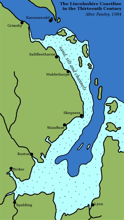 The Coastline Of Lincolnshire In The Thirteenth Century With Several