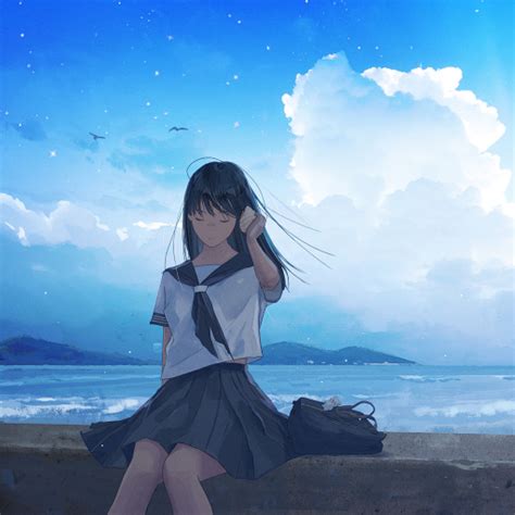 512x512 Resolution Sad Anime Girl Walking 512x512 Resolution Wallpaper
