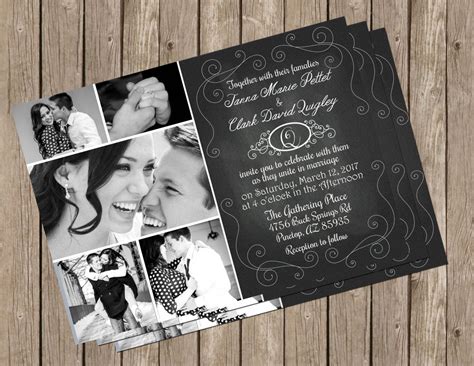 Chalkboard Wedding Invitation Photo Card Digital Print Etsy In 2021