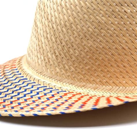 Orange And Blue Luz Short Brim Straw Hat By Washein