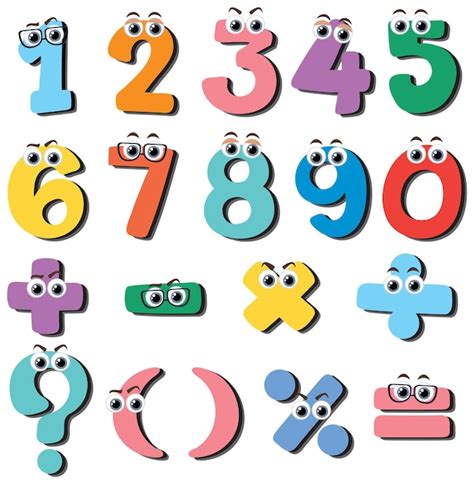 Premium Vector A Set Of Number And Math Icon