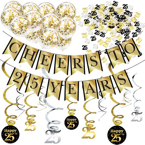 Buy 25th Anniversary Decorations And Birthday Party Kit Cheers To 25