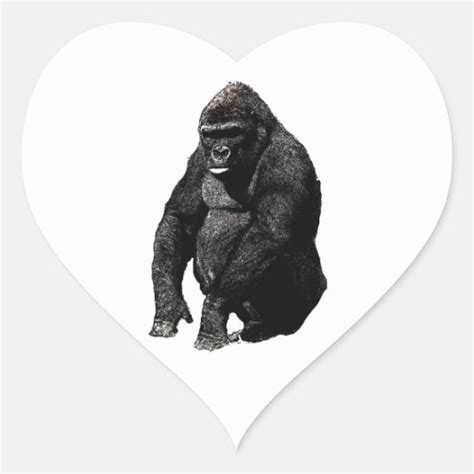 Gorilla Pop Art Heart Sticker Zazzle