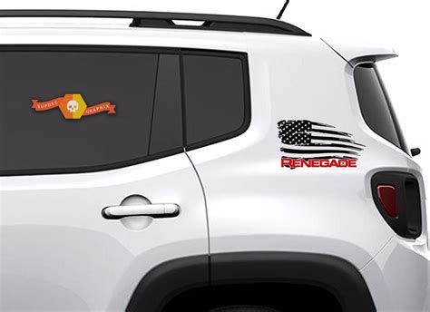 2 Color Jeep Renegade Distressed American Flag Graphic Vinyl Decal