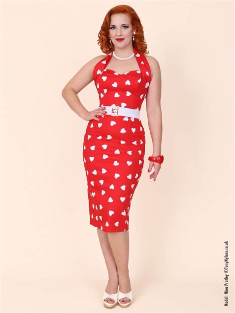 1950s Halterneck Pencil Dress Red Sweetheart From Vivien Of Holloway