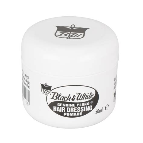 So, it comes in a tall white container like the original black and white pomade does. Black & White Genuine Pluko Hair Dressing Pomade