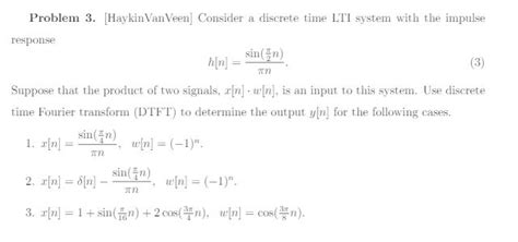 solved consider a discrete time lti system with the impulse