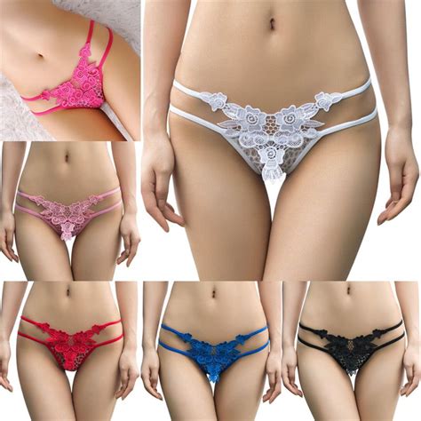 2019 Women Fashion G String Lace Briefs Lingerie Embroidery Flower