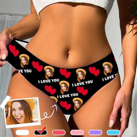 Custom Underwear With Face Personalized Love Heart Womens Thongs