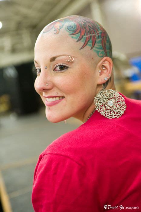 Bald Head Tattoo Woman Beautiful Thing Record Photographs