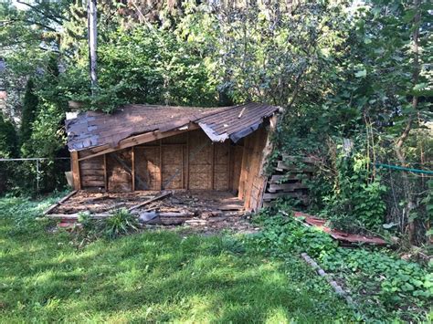 How did you hear about us? Backyard shed tear down. This was an broken old, falling ...