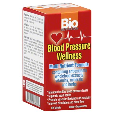 A person can reduce their blood pressure by following a healthful diet, exercising, and avoiding smoking. Bio Nutrition Blood Pressure Wellness, 60 tablets