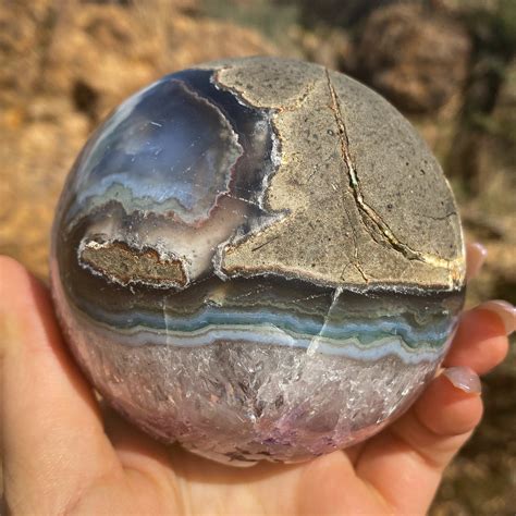 Amethyst Agate Geode Sphere