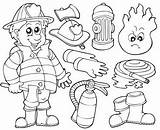 Coloring Firefighter Equipment Fire Safety Teaching sketch template
