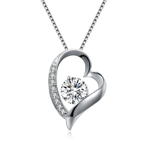 there is silver certificate real pure 100 925 sterling silver necklace for women zircon heart