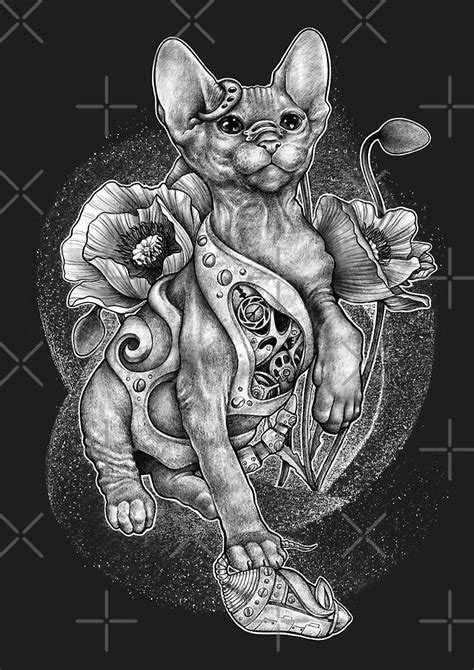 Rishama Steampunk Tattoo Cat Kitten Biomechanics Mechanics Vintage By