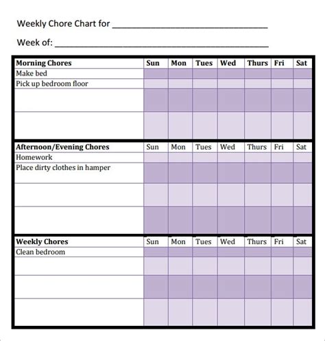 Chore Chart Templates Excel Awesome Design Layout Templates