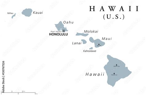 Hawaii Political Map With Capital Honolulu State Of Usa Located In