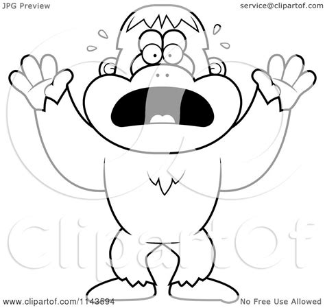 Fox in socks coloring pages. Cartoon Clipart Of A Black And White Frightened Bigfoot ...