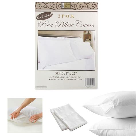 2 White Hotel Pillow Plastic Cover Case Waterproof Zipper Protector Bed