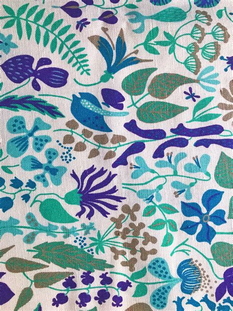 Swedish 50s Vintage Fabric Floral Print Stig Lindberg Etsy Mid