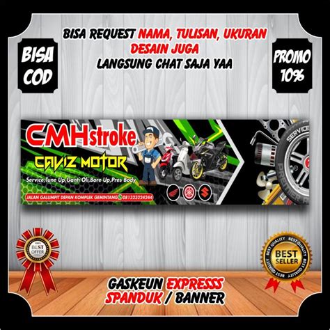 Spanduk Banner Toko Bengkel Motor Murah Berkualitas Baner Bengkel Spanduk Bengkel Motif