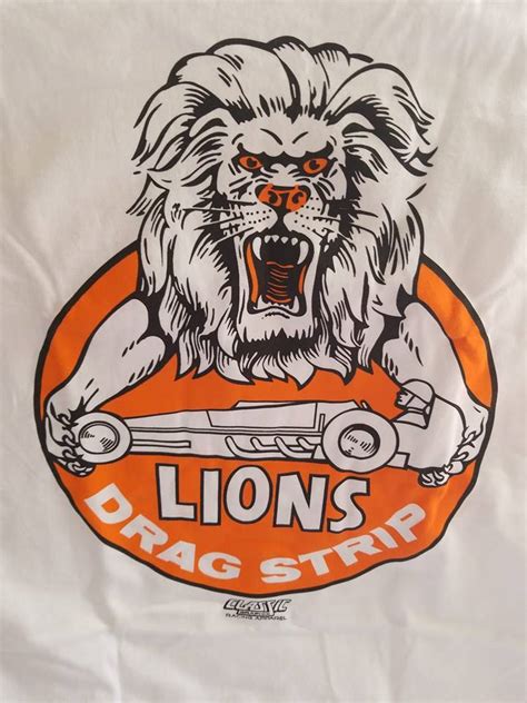 Old Vtg Lions Drag Strip On A Extra Large White Tee Shirt Racing Nhra
