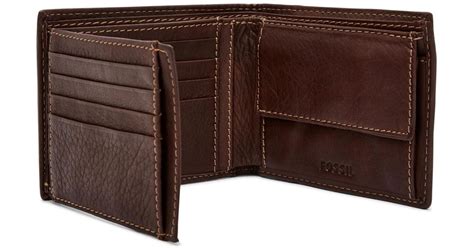 Fossil Leather Lufkin International Traveler Wallet Sml1391201 In Brown